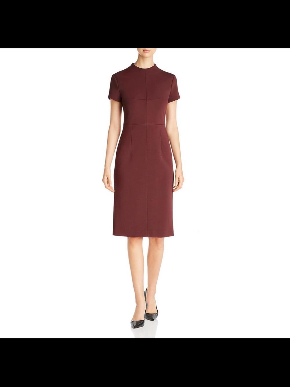 BOSS Hugo Boss Demiara Burgundy Funnel Neck Sheath Dress Size 8